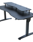Black adjustable standing desk on a white background